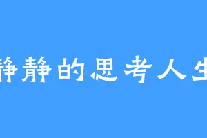 静静的思考人生