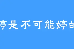 婷是不可能婷的