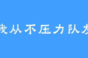 我从不压力队友